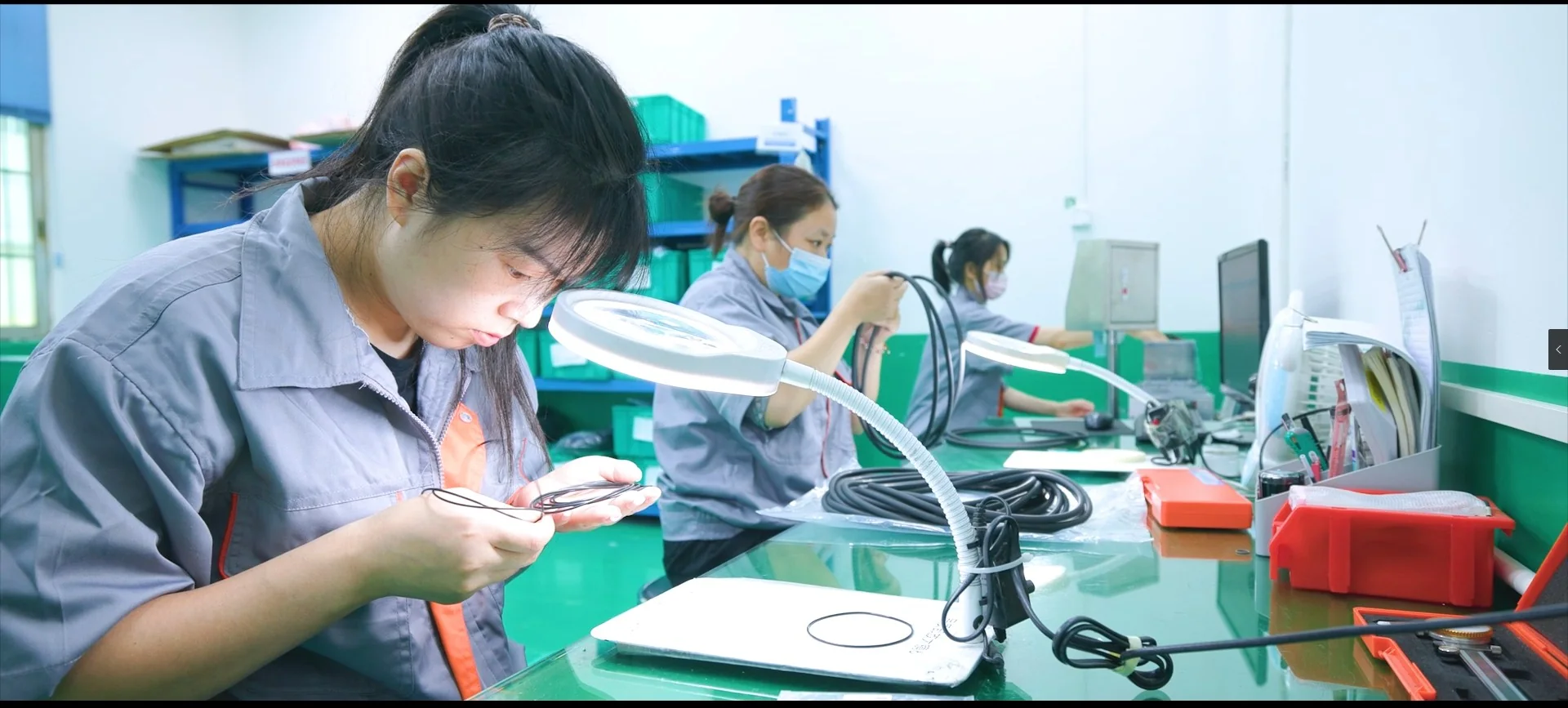 DJF technician inspecting sealing components under dedicated work lights